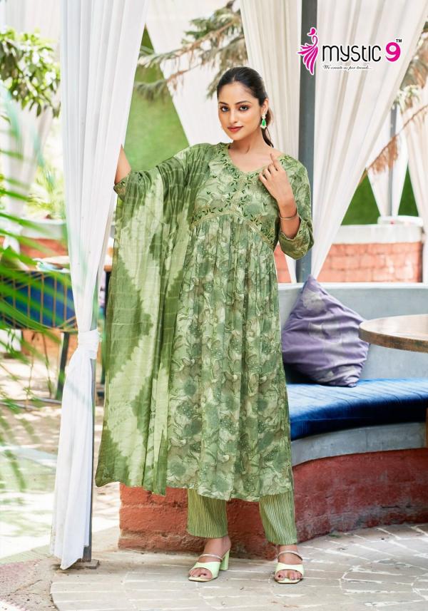 Mystic 9 Heena Vol 4 Rayon Kurti Bottom With Dupatta Collection